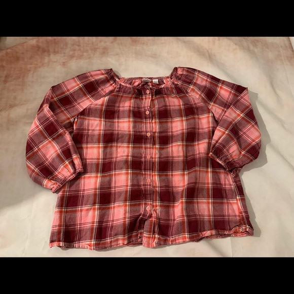 4/$20 Gap XL kids Blouse Checked print shirt plaid pink - Picture 1 of 5